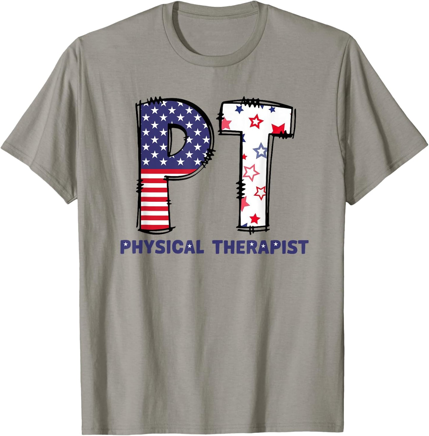 Pt 4Th Of July Physical Therapist Therapy Usa Flag Women Men T-Shirt - T-Shirt | Sand