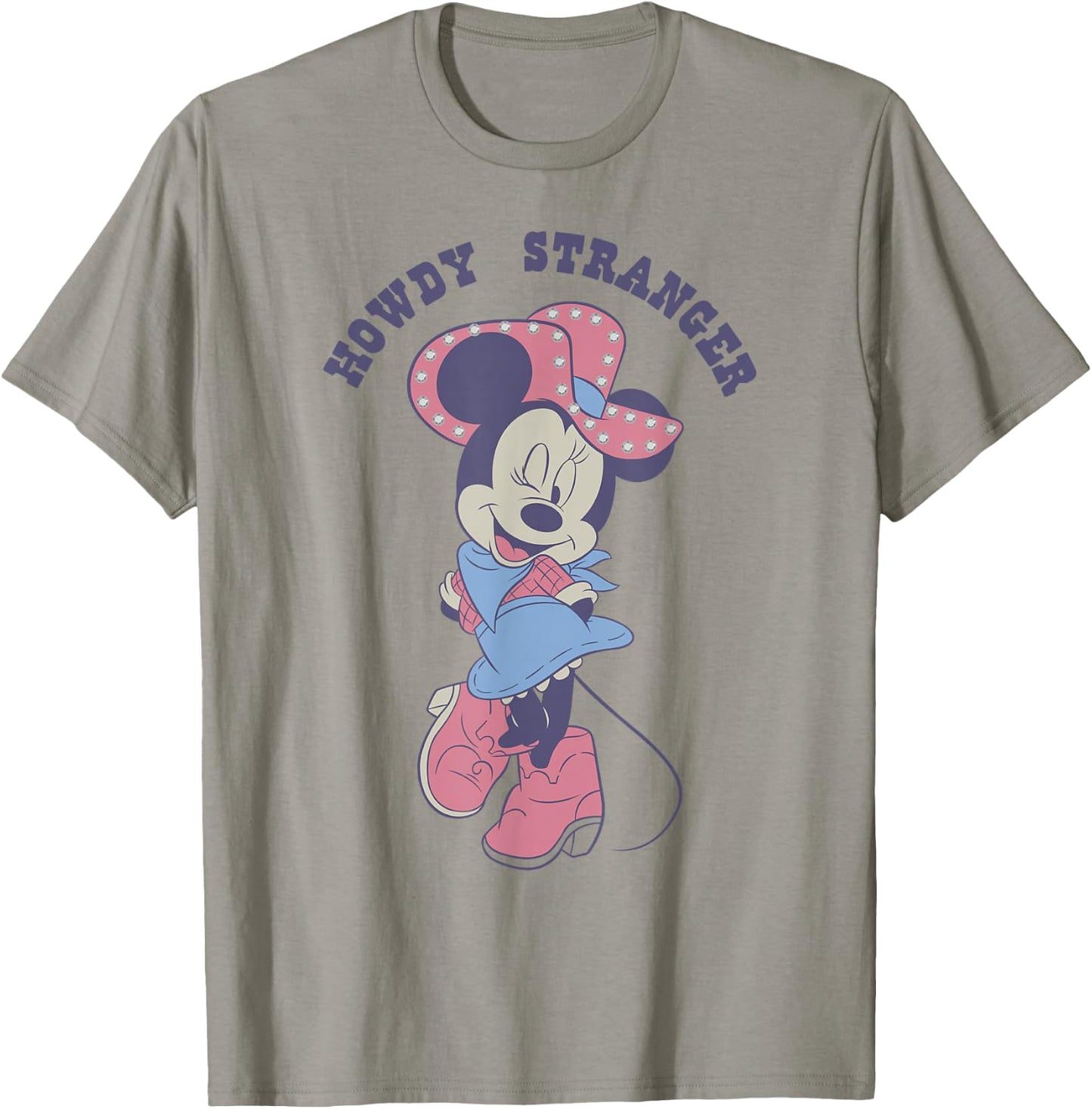 Disney Minnie Mouse Sassy Cowgirl Howdy Stranger Wink Logo T-Shirt - T-Shirt | Sand