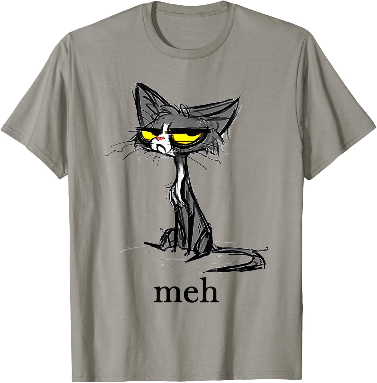 Funny Meh Cat Gift Cat Lovers Idea Men Women Girls Kids T-Shirt - T-Shirt | Sand