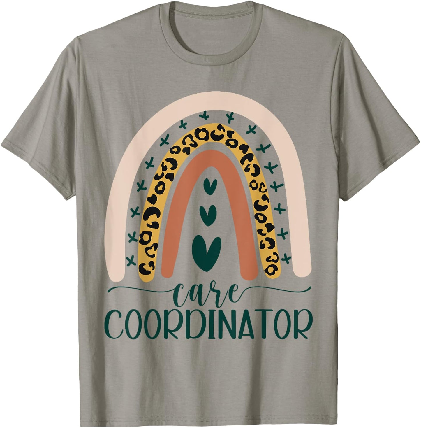 Care Coordinator Case Manager Social Worker Leopard Rainbow T-Shirt - T-Shirt | Sand