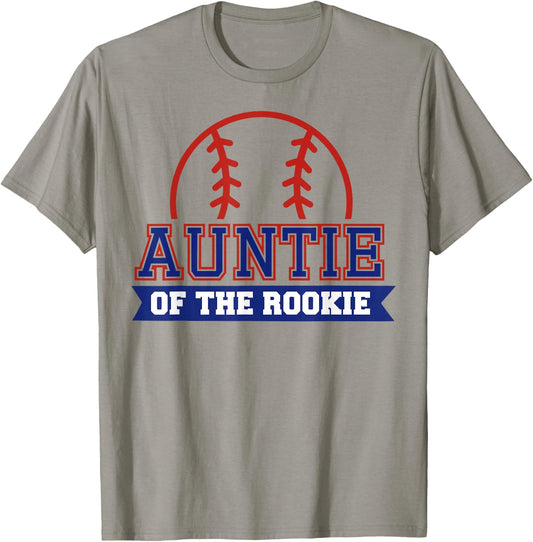Auntie of Rookie 1st Birthday Baseball Theme Matching Party T-Shirt - T-Shirt | Sand