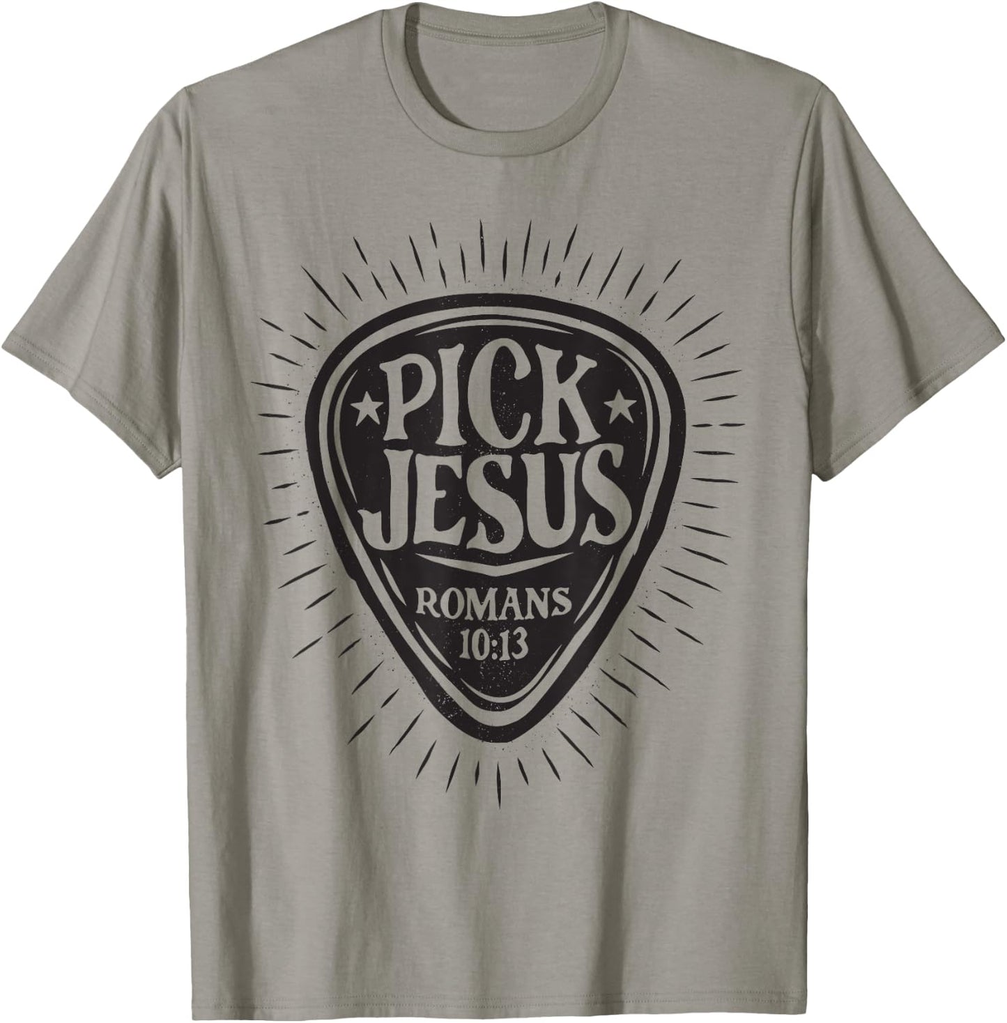 Guitar Pick Jesus Christian Music Guitarist Pastor Retro T-Shirt - T-Shirt | Sand