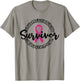 Cancer Awareness Survivor Pink Ribbon Breast Cancer Support T-Shirt - T-Shirt | Sand