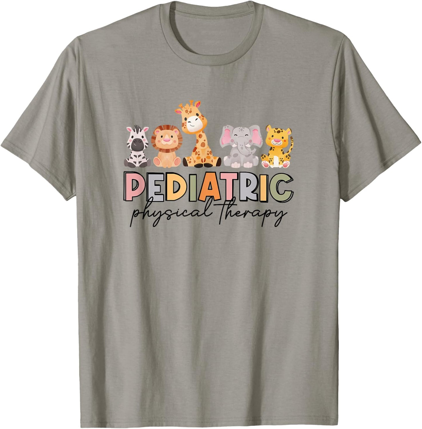 Pediatric Physical Therapy Therapist PT Crew Safari Animals T-Shirt - T-Shirt | Sand