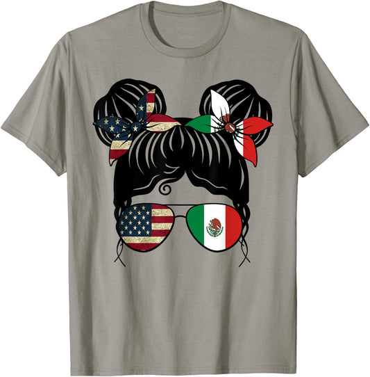 Half American Half Mexican Girl USA Mexico Flag Kids T-Shirt - T-Shirt | Sand
