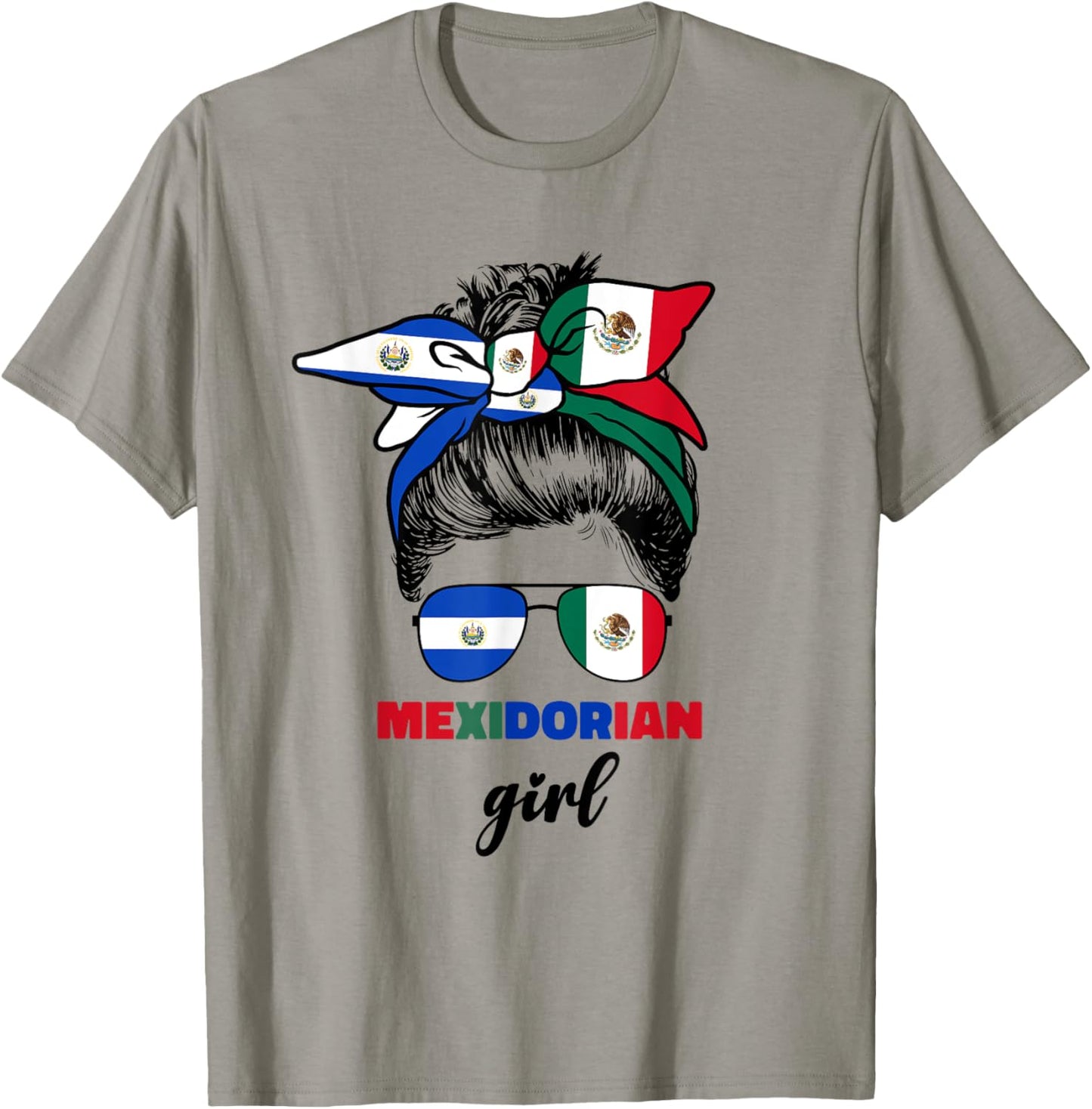Half Mexican And Salvadorian Mexico El Salvador Flag Girl T-Shirt - T-Shirt | Sand