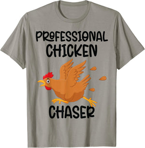 Professional Chicken Chaser Funny Farm Farmer Kids Running T-Shirt - T-Shirt | Sand