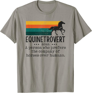 Equinetrovert Funny Horse Equestrian Riding Saying Graphic T-Shirt - T-Shirt | Sand