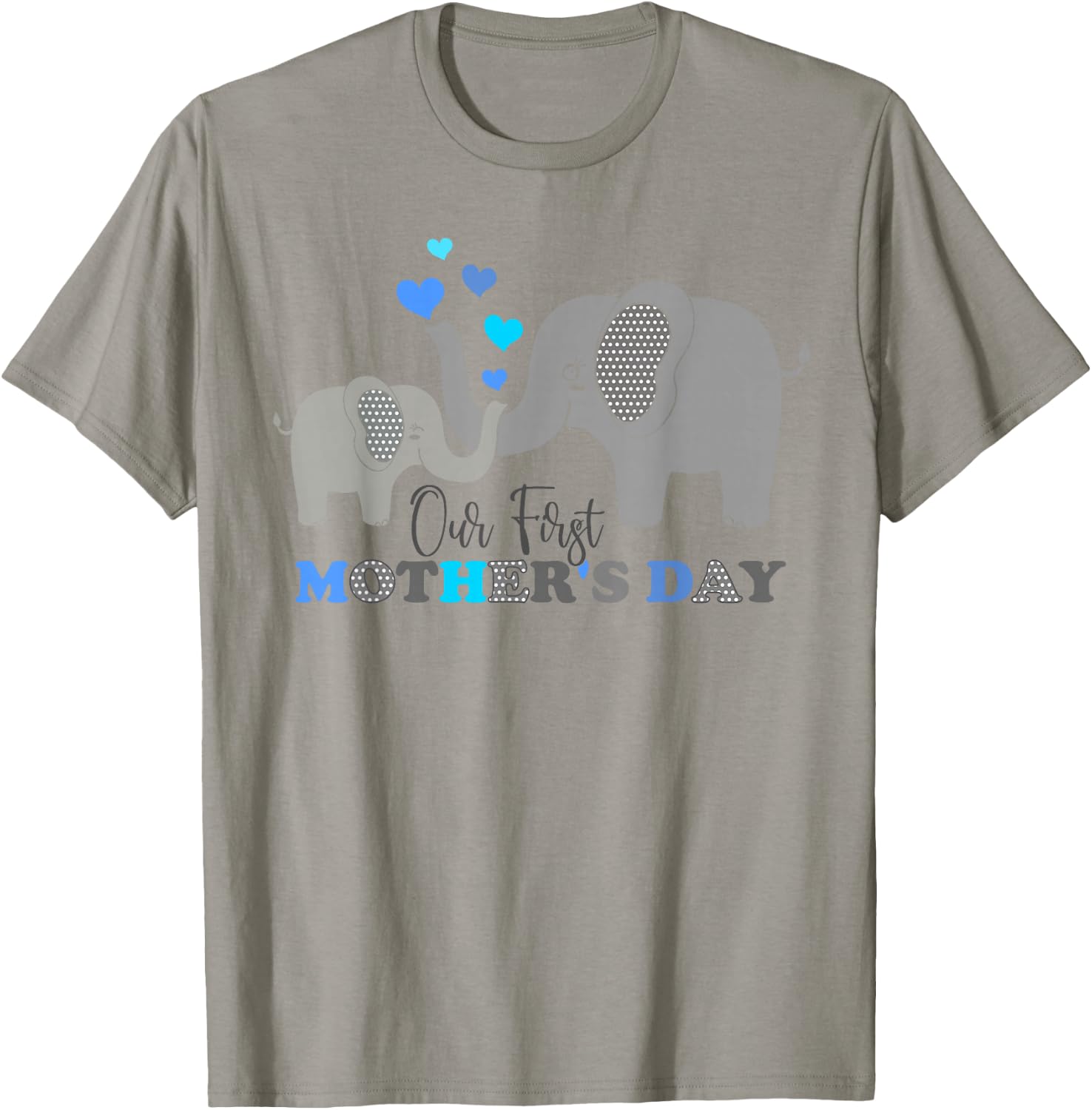 Our First Mother's Day Funny Elephant Son Kids Women Mom Boy T-Shirt - T-Shirt | Sand