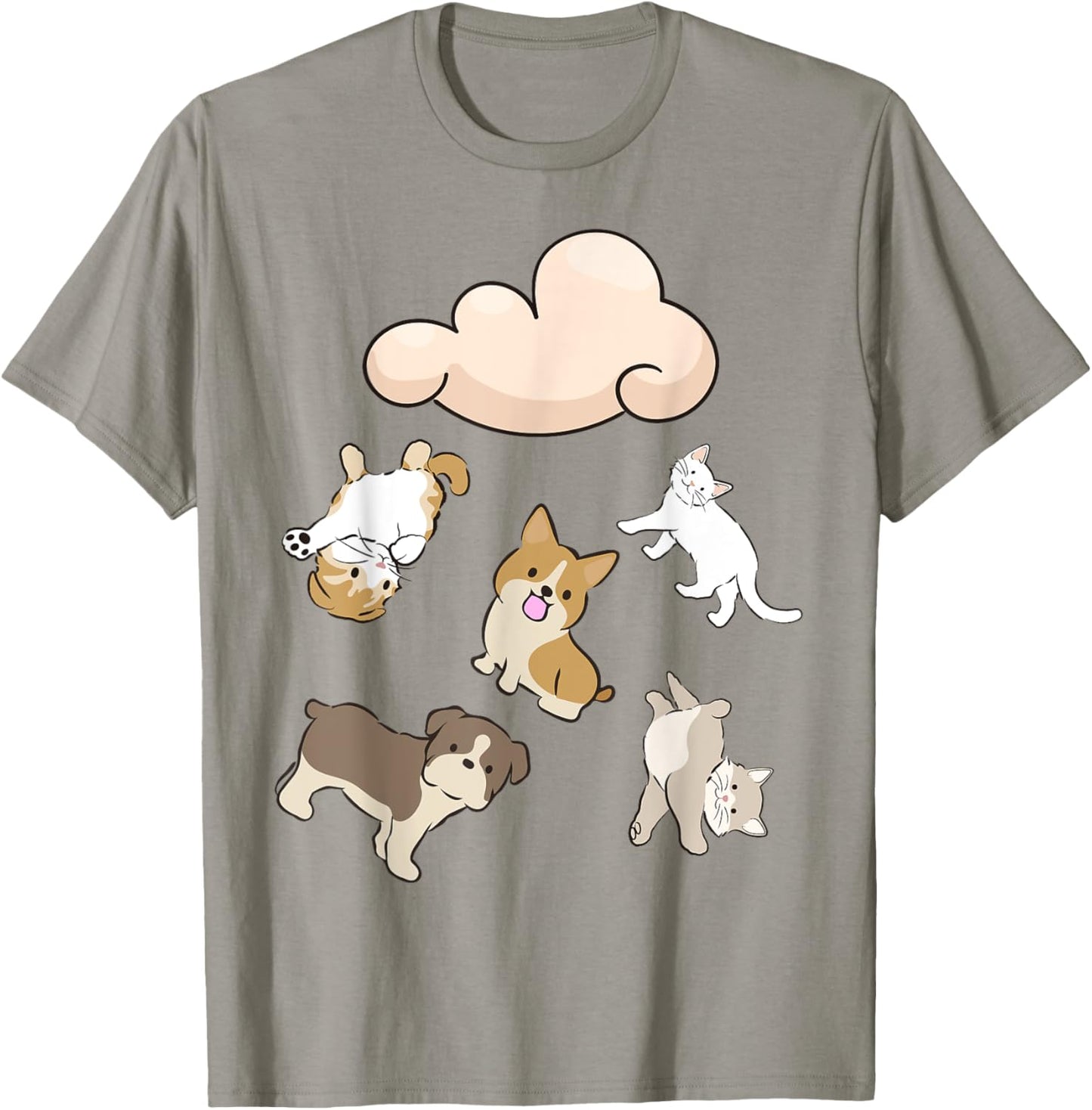 Funny Idiom Raining Cats and Dogs Kitten Puppy for Pet Lover T-Shirt - T-Shirt | Sand
