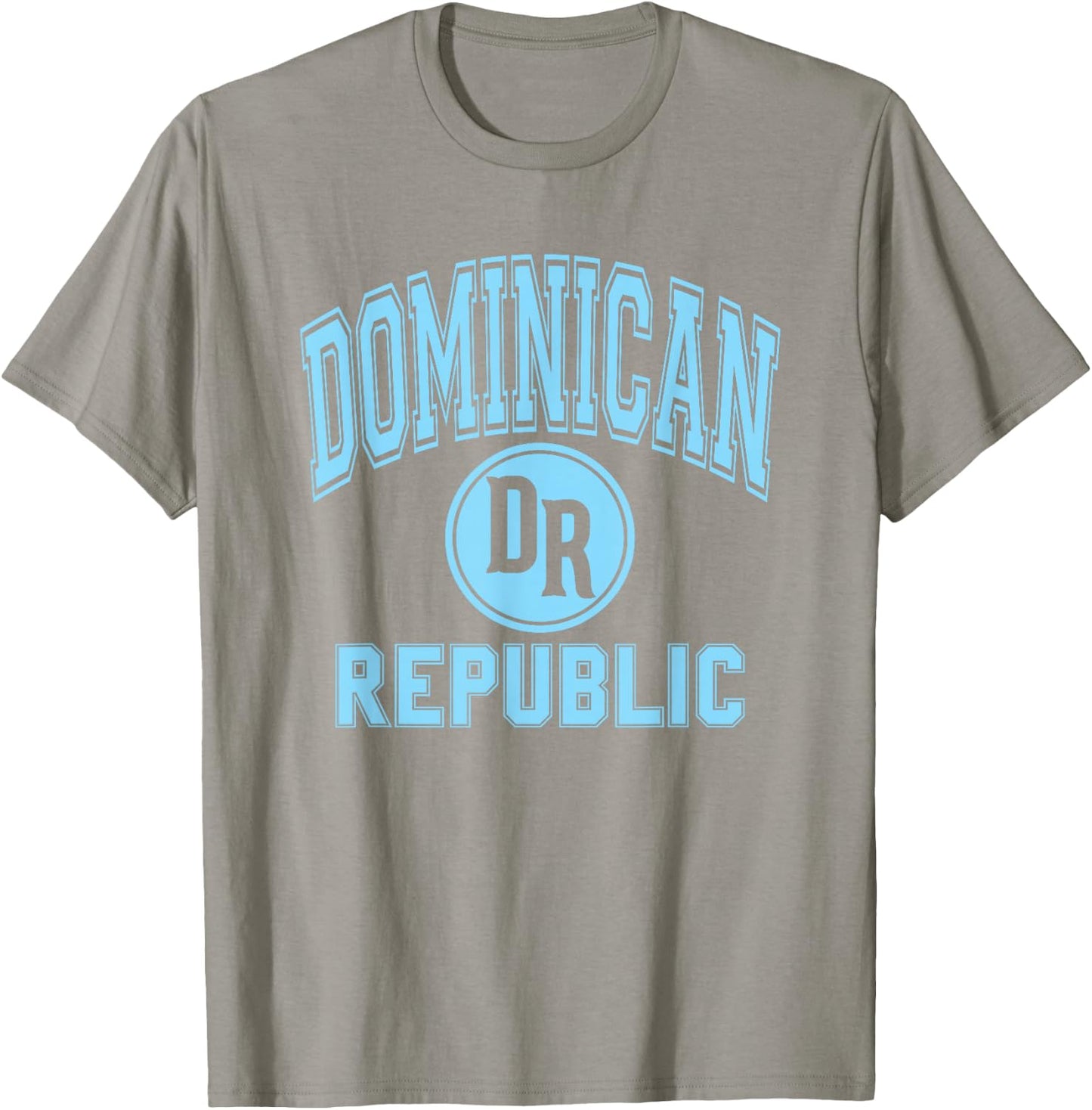 Dominican Republic DR Circle White with Light Blue Print T-Shirt - T-Shirt | Sand
