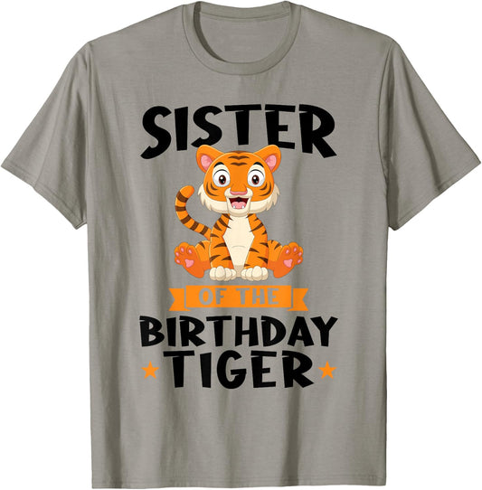 Sister of the Birthday Tiger Birthday T-Shirt - T-Shirt | Sand