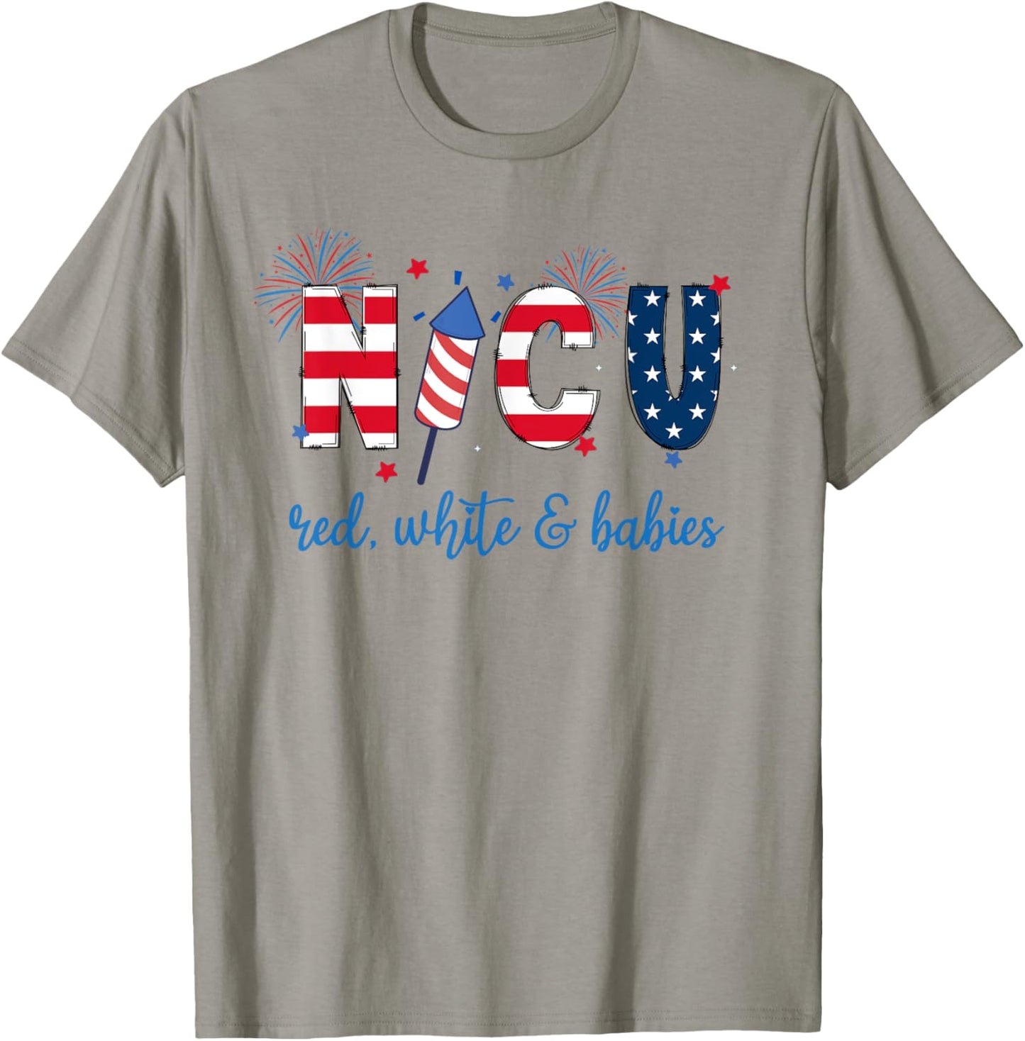 4th of July NICU Nurse Neonatal ICU Nurse Women Men T-Shirt - T-Shirt | Sand