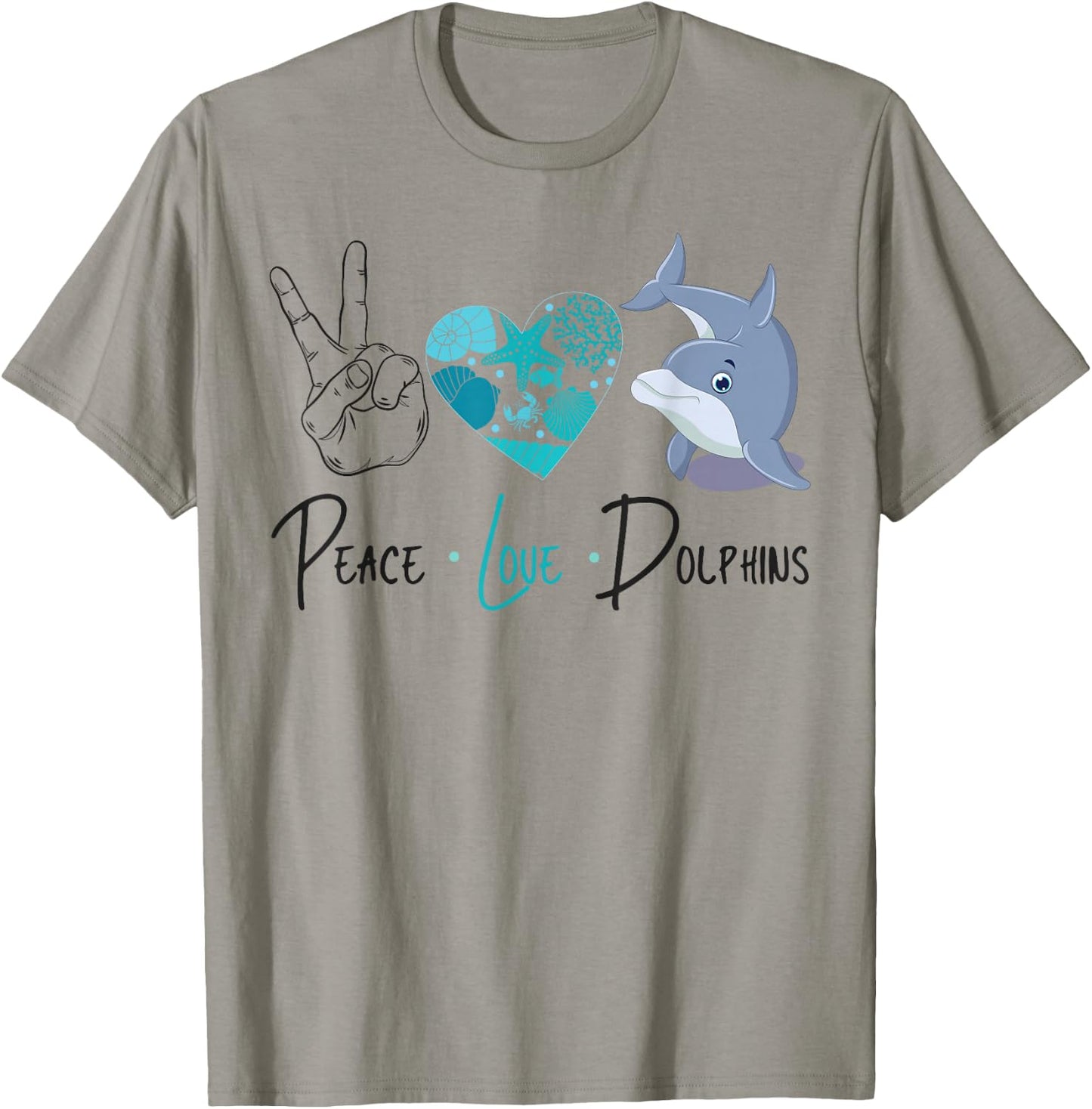 Dolphin Peace Love Dolphin T-Shirt - T-Shirt | Sand