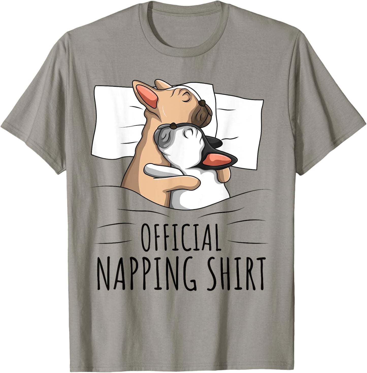 Sleeping French Bulldog Dog Official Napping T-Shirt - T-Shirt | Sand