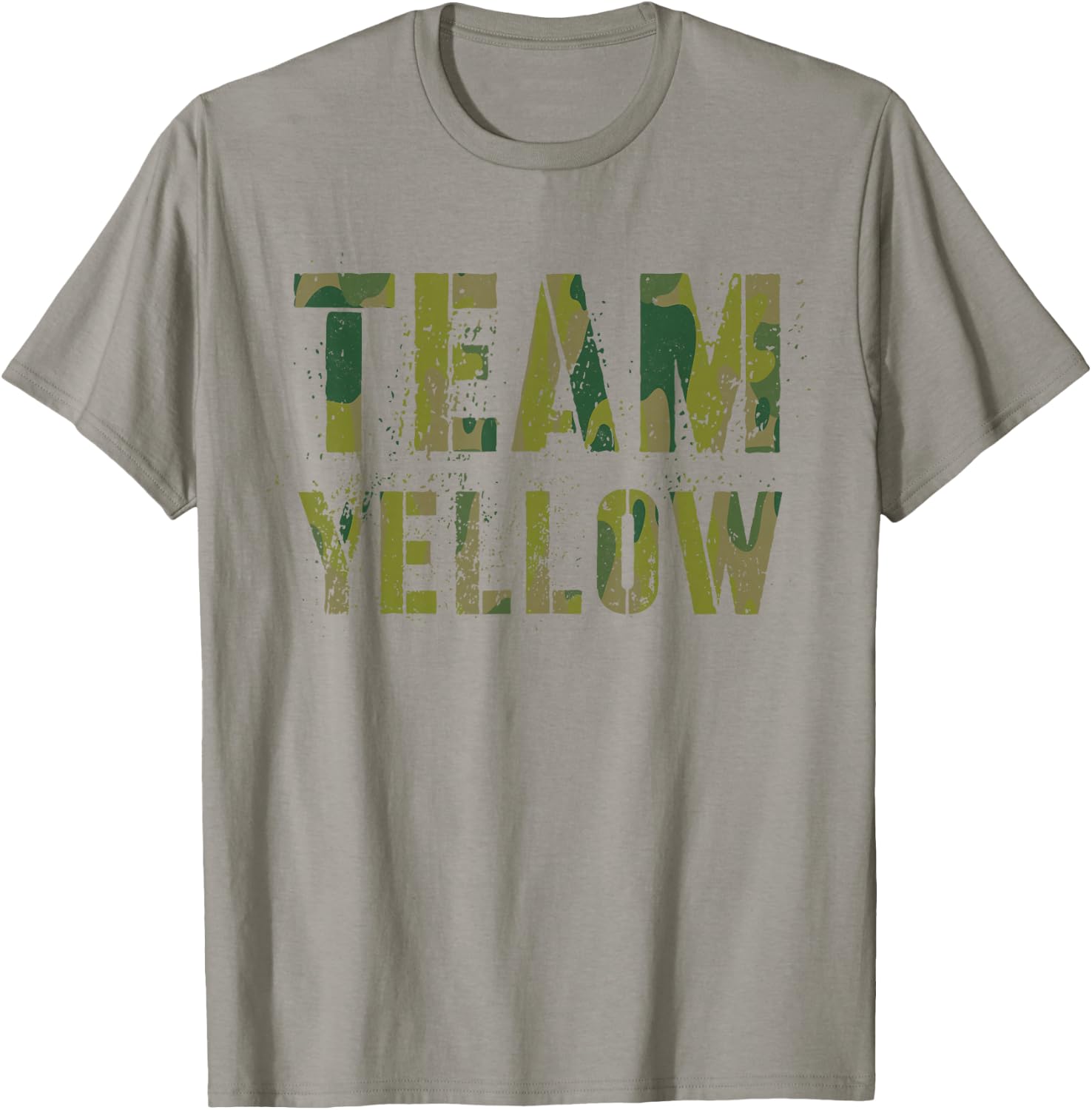 Vintage TEAM YELLOW Camo Crew Summer Camp War Game Squad T-Shirt - T-Shirt | Sand
