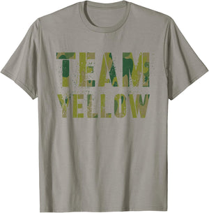 Vintage TEAM YELLOW Camo Crew Summer Camp War Game Squad T-Shirt - T-Shirt | Sand