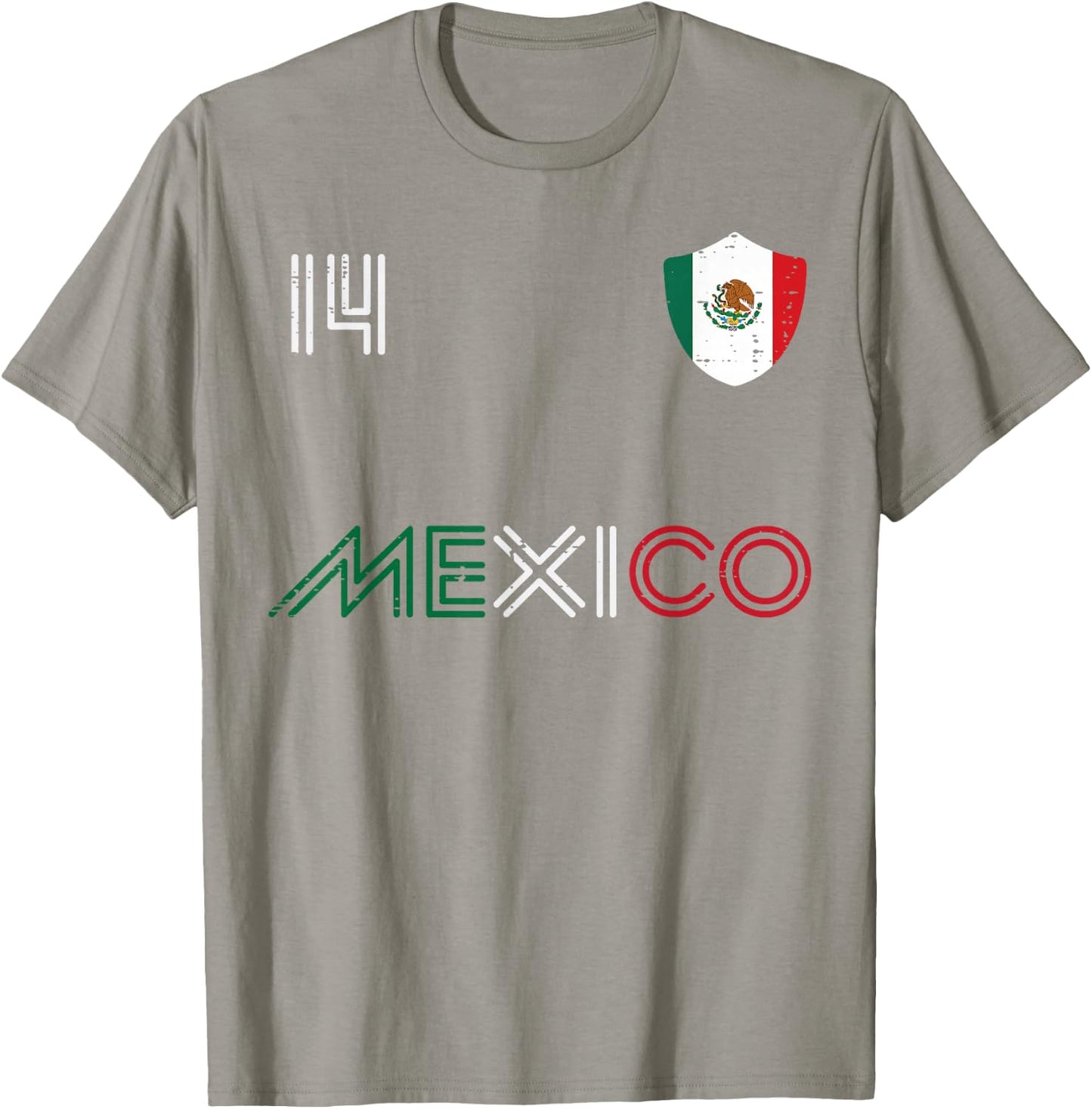 Mexico Flag 14 Mexican Soccer Fan Men Women Boys Girls Kids T-Shirt - T-Shirt | Sand