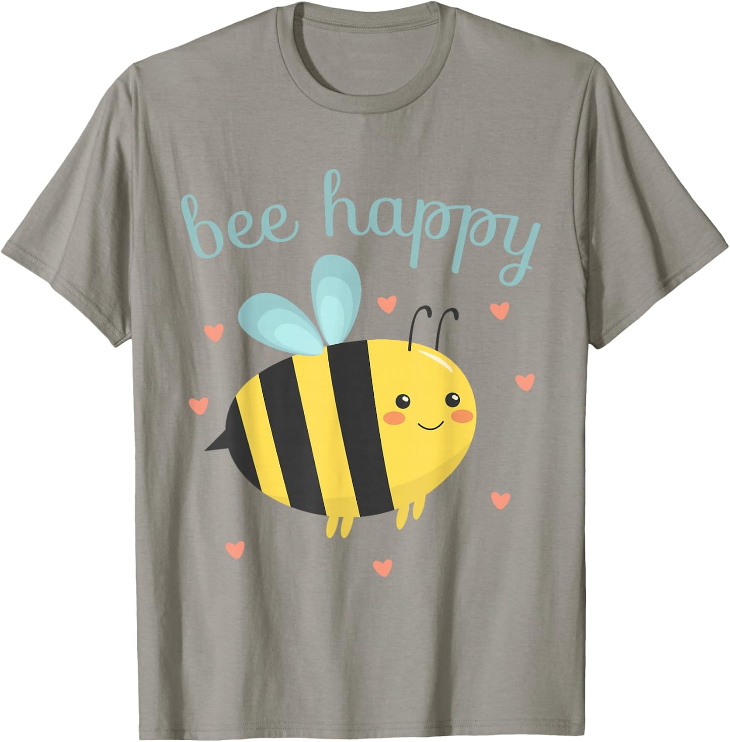 Be Happy Women Funny Bumblebee Honey Bee Kids Bee Happy T-Shirt - T-Shirt | Sand