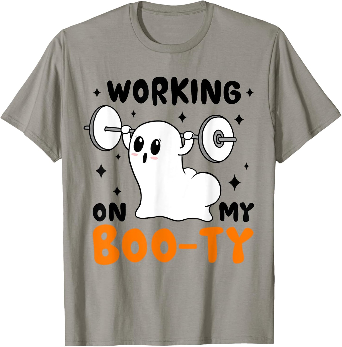 Working On My Booty funny Halloween Gym Ghost Boo-ty T-Shirt - T-Shirt | Sand