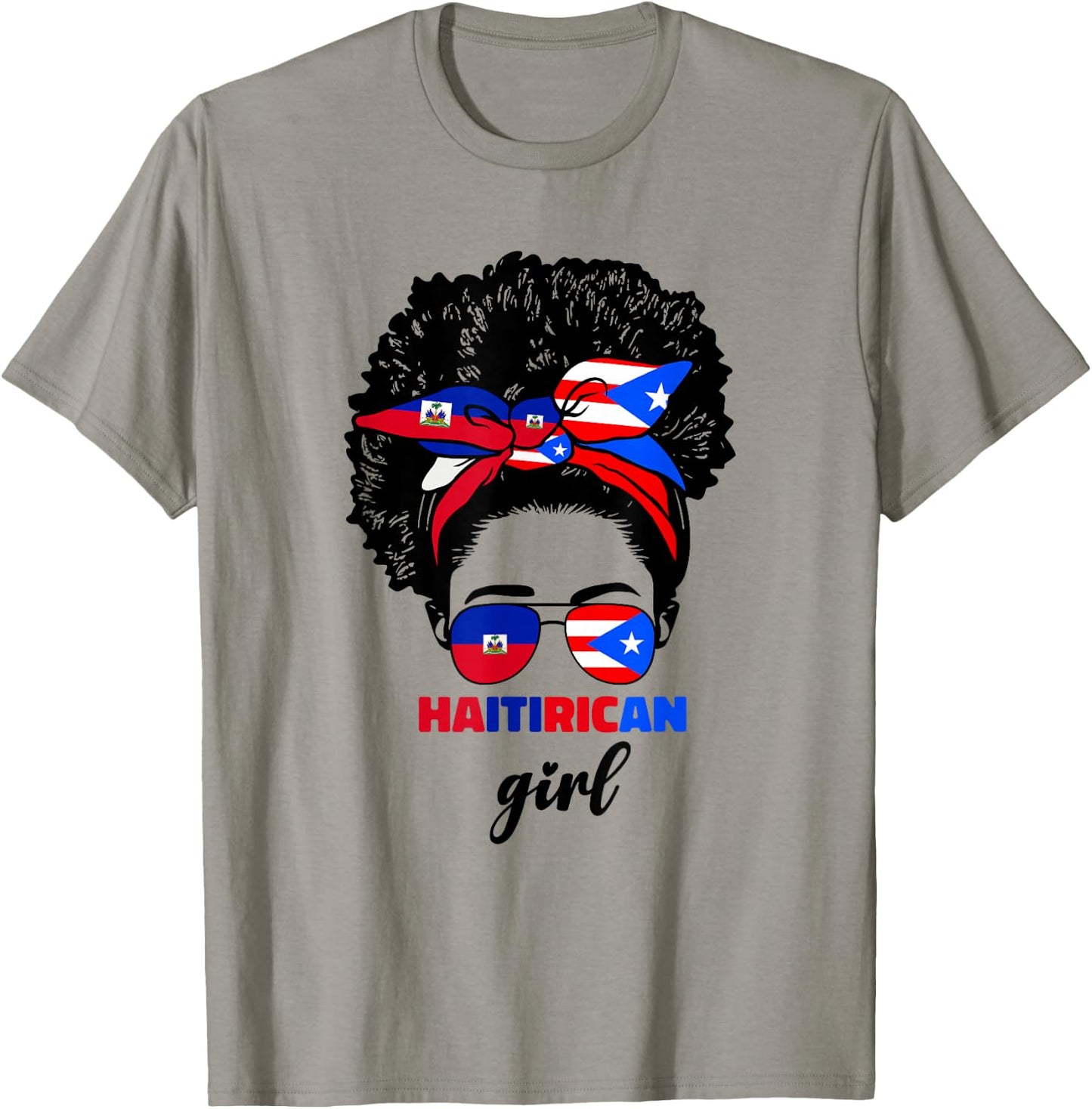 Half Haitian And Puerto Rican Rico Haiti Flag Girl Women Mix T-Shirt - T-Shirt | Sand
