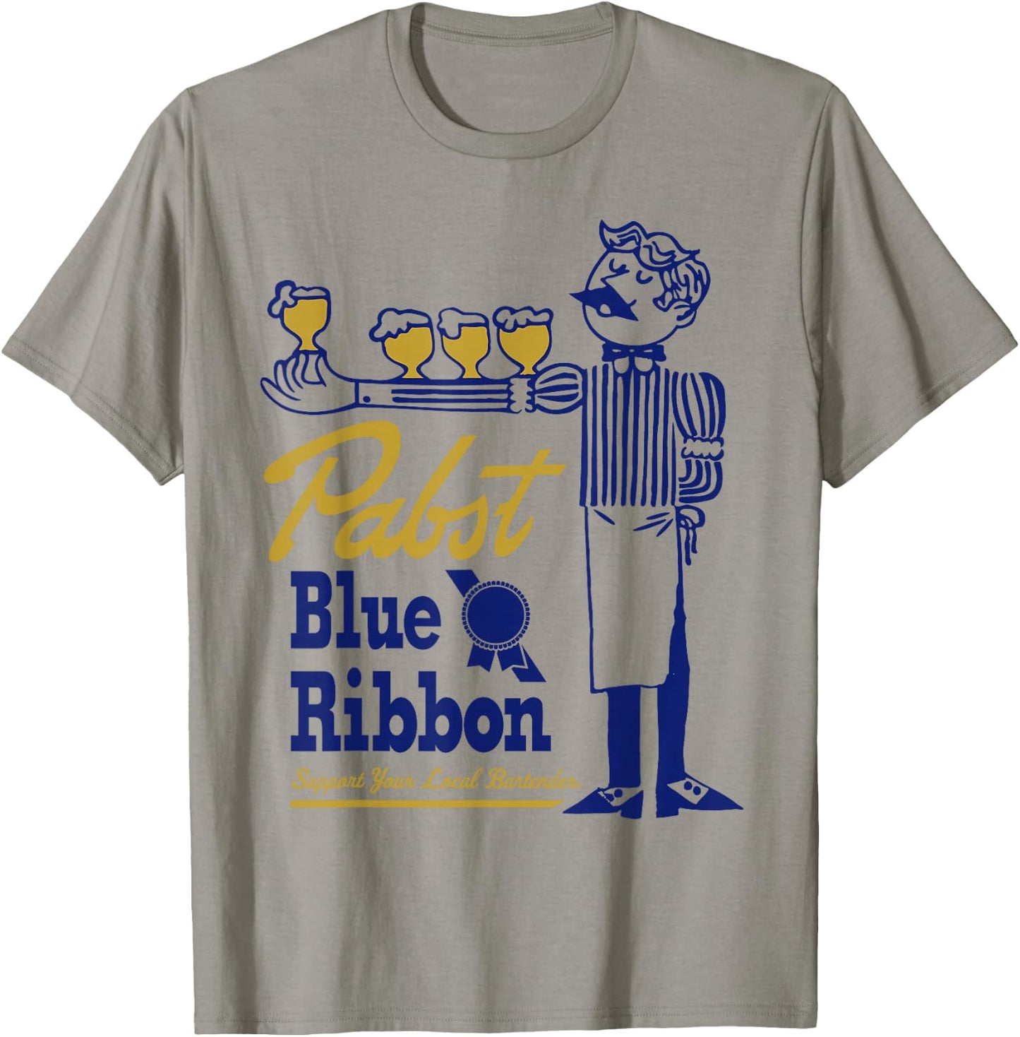 Pabst Blue Ribbon Classic Bartender - Vintage Artwork T-Shirt - T-Shirt | Sand