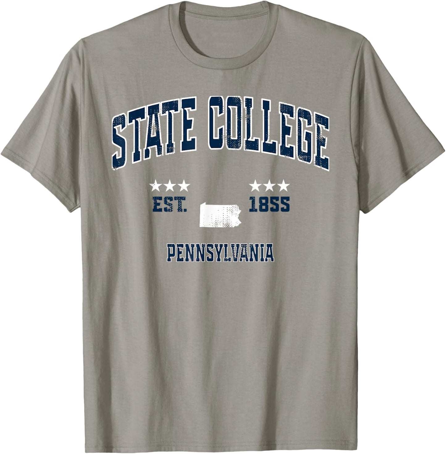 State College Pennsylvania PA Vintage Athletic Navy Sports T-Shirt - T-Shirt | Sand