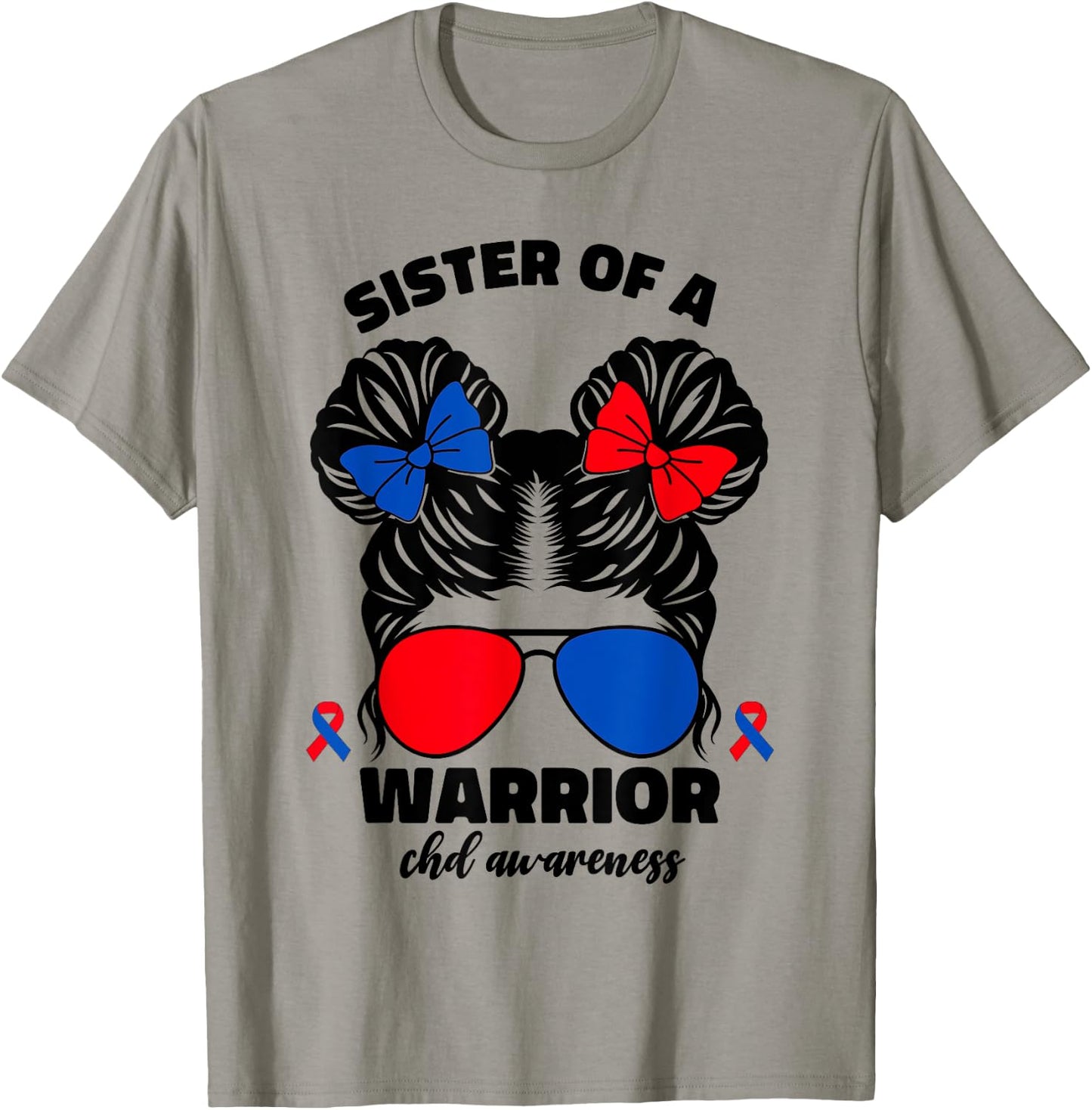 Sister Of A Warrior CHD Congenital Heart Defect Awareness T-Shirt - T-Shirt | Sand