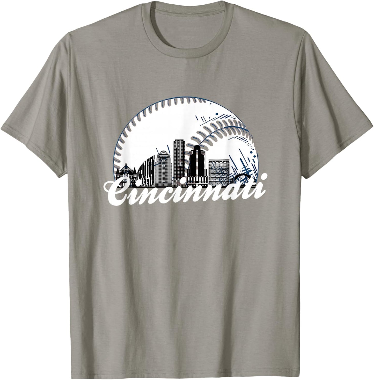 Vintage Cincinnati Skyline City Baseball Met At Gameday T-Shirt - T-Shirt | Sand