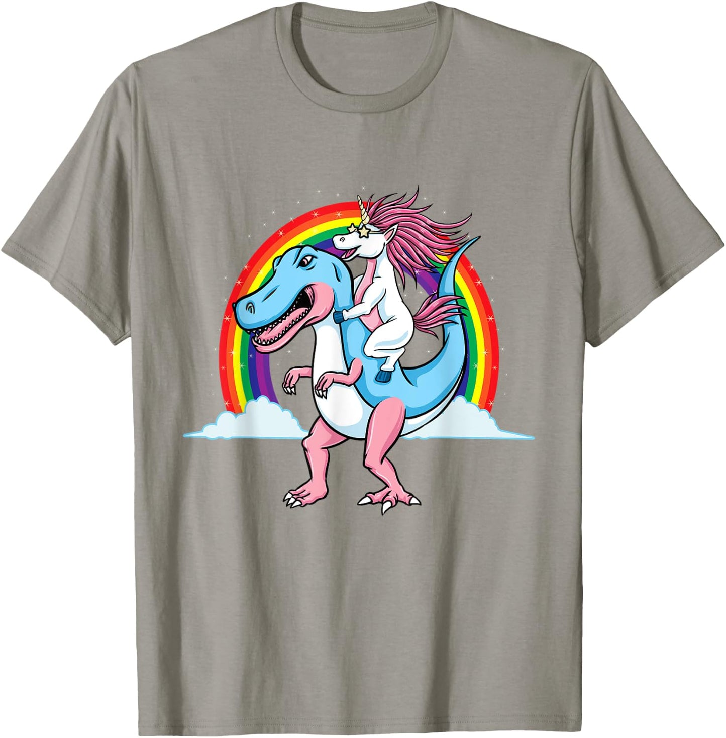 Unicorn Riding Trans Pride Dinosaur Transgender T-Shirt - T-Shirt | Sand