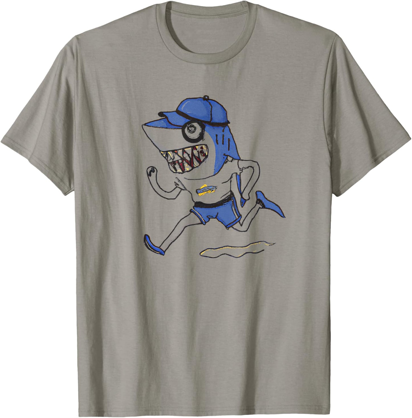 Funny running shark running runner T-Shirt - T-Shirt | Sand
