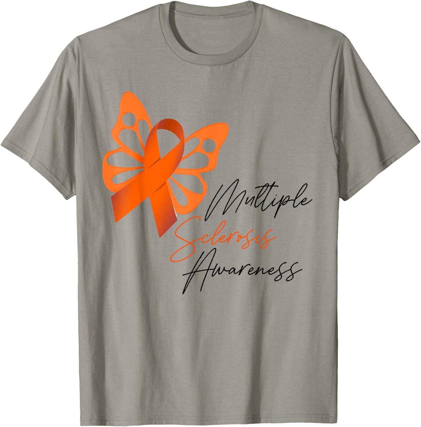 MS Orange Ribbon Butterfly Multiple Sclerosis Awareness T-Shirt - T-Shirt | Sand