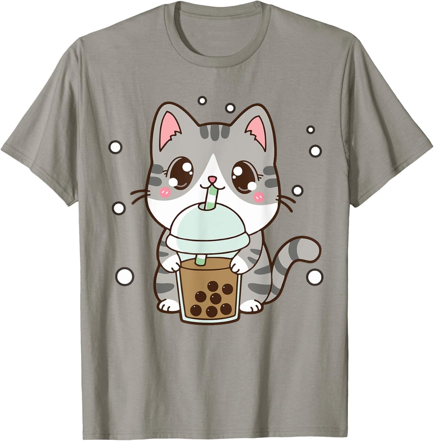 Cat Boba Bubble Tea Cute Kawaii Anime Teen Girl Kids Graphic T-Shirt - T-Shirt | Sand