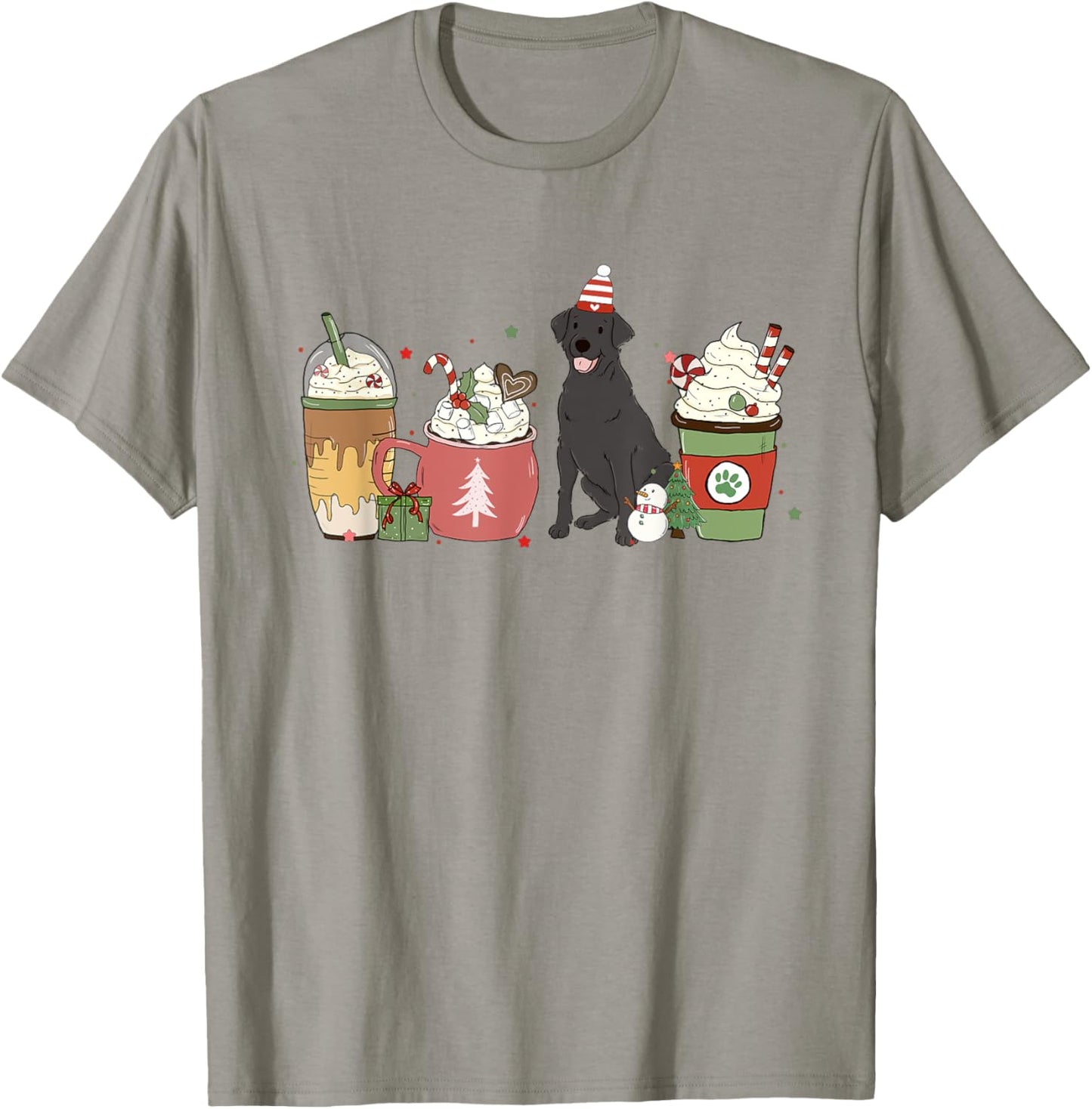 Black Lab Coffee Latte Winter Christmas Dog Mom Holiday Women Kids T-Shirt - T-Shirt | Sand