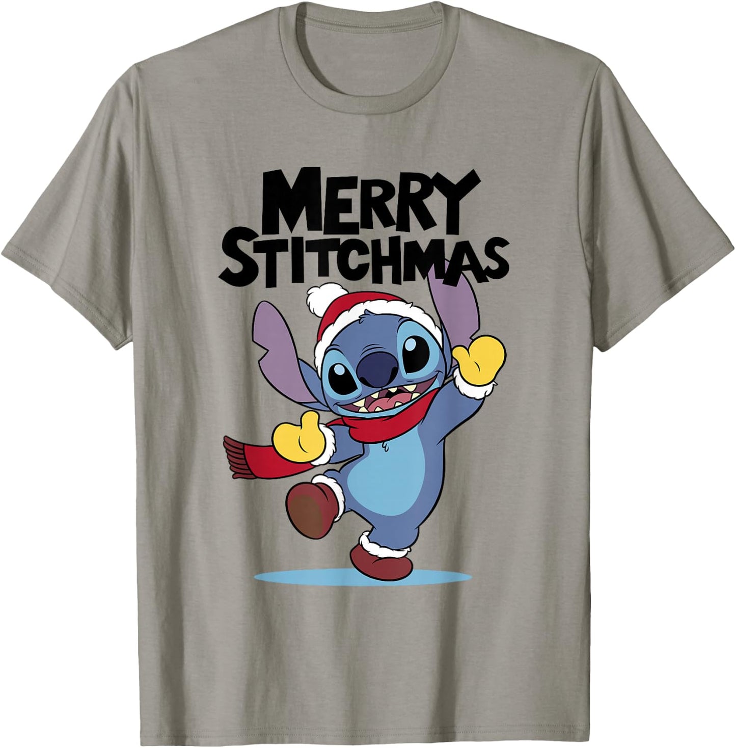 Disney Lilo & Stitch Christmas Merry Stitchmas Playful Shot T-Shirt - T-Shirt | Sand