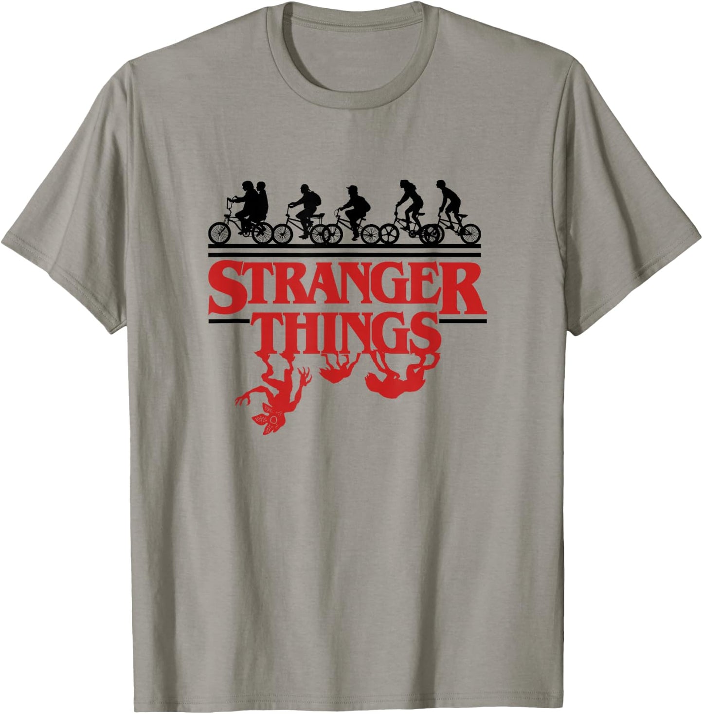 Stranger Things Kids Riding Bikes Hunted By Monsters T-Shirt - T-Shirt | Sand