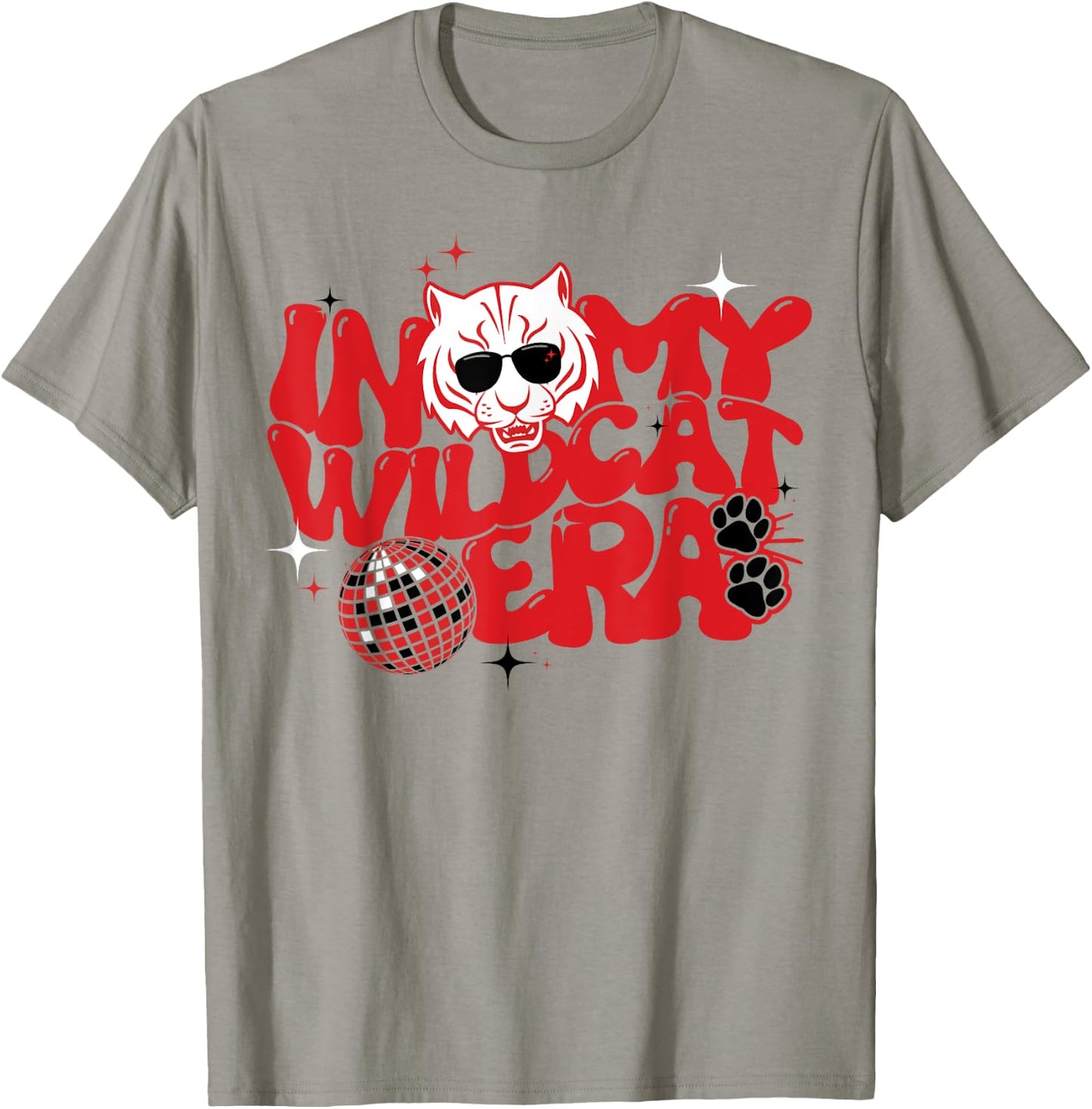 In My Wildcat Era Go Wildcats Groovy School Spirit Mascot T-Shirt - T-Shirt | Sand