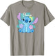 Disney Lilo & Stitch Ohana Adorable Pose Floral Logo T-Shirt - T-Shirt | Sand
