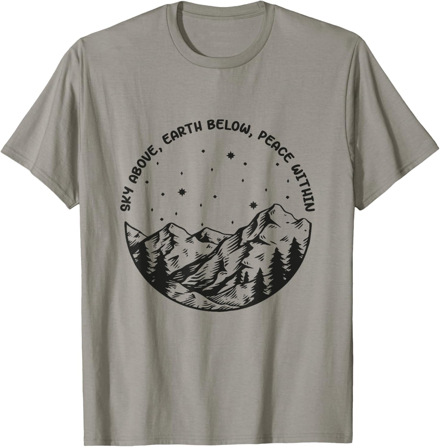 Sky Above Earth Below Peace Within Yoga Meditation T-Shirt - T-Shirt | Sand
