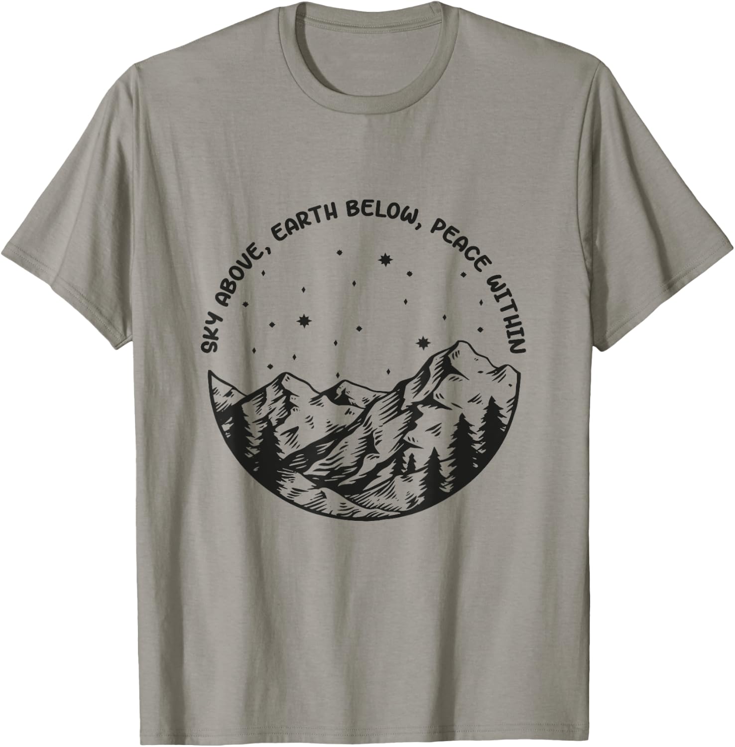 Sky Above Earth Below Peace Within Yoga Meditation T-Shirt - T-Shirt | Sand