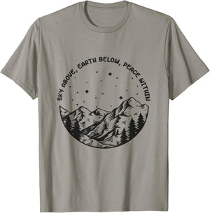 Sky Above Earth Below Peace Within Yoga Meditation T-Shirt - T-Shirt | Sand