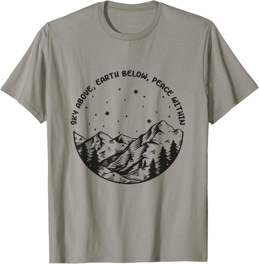 Sky Above Earth Below Peace Within Yoga Meditation T-Shirt - T-Shirt | Sand