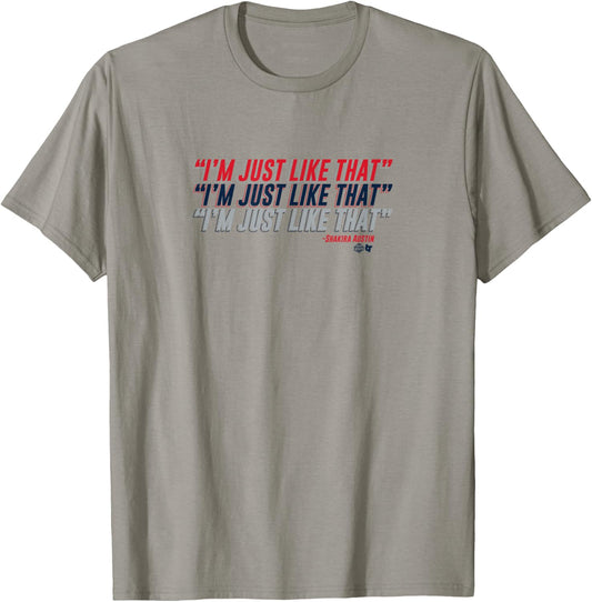 Shakira Austin: I'm Just Like That - Washington Basketball T-Shirt - T-Shirt | Sand