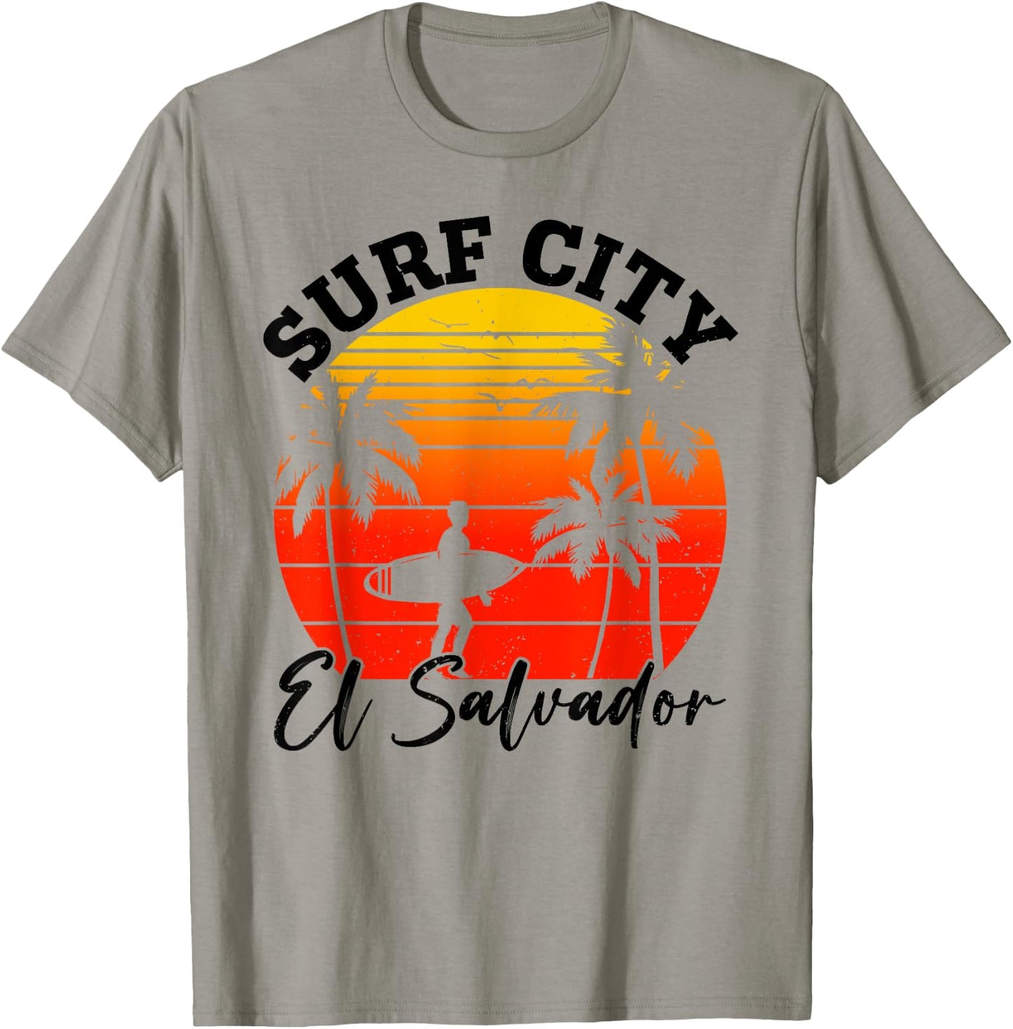Surf City El Salvador Retro Sunset Surfer Man Woman Surfing T-Shirt - T-Shirt | Sand