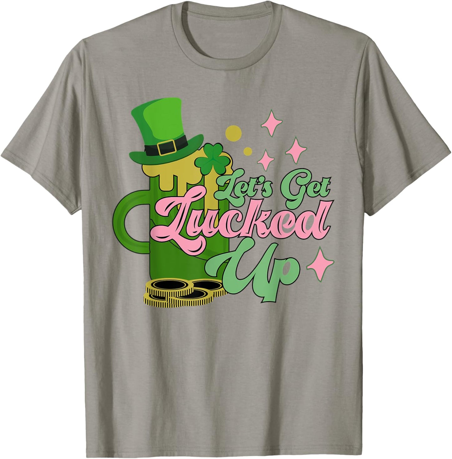 Let's Get Lucked Up Funny Retro St. Patrick's Day T-Shirt - T-Shirt | Sand
