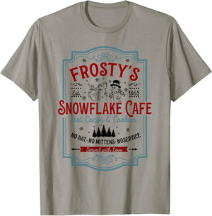 Frosty's Snowflake Cafe With Hot Cocoa And Cookies Christmas T-Shirt - T-Shirt | Sand
