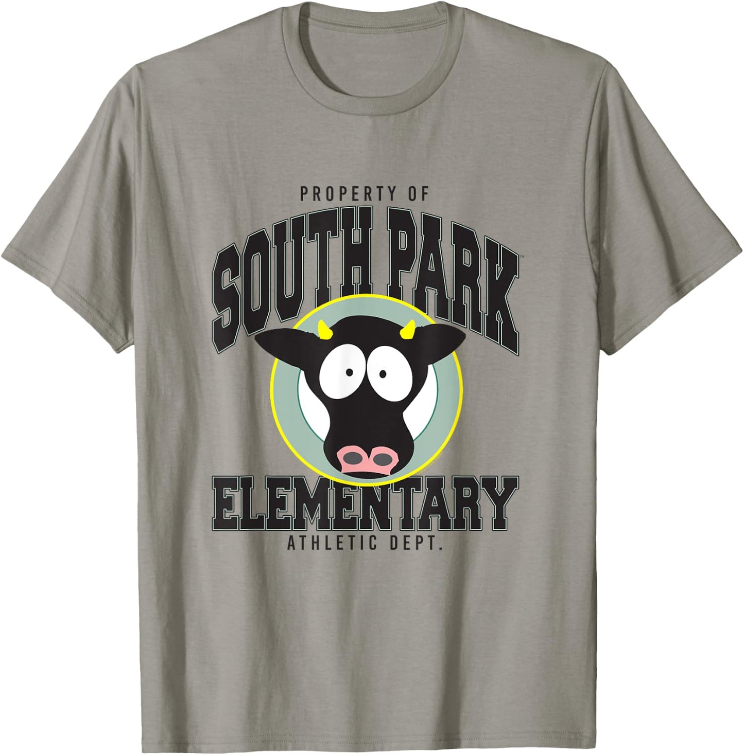 South Park Elementary Cow School Logo and Mascot Cartoon T-Shirt - T-Shirt | Sand