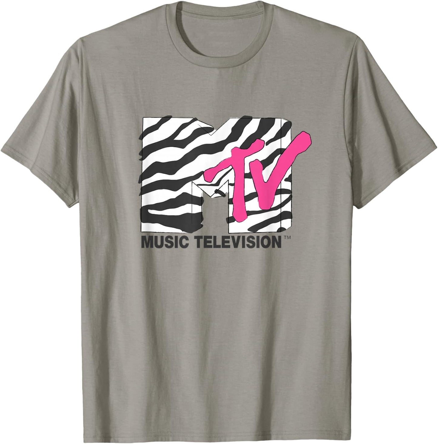 MTV Music Television Retro Eighties Neon Zebra Print Logo T-Shirt - T-Shirt | Sand