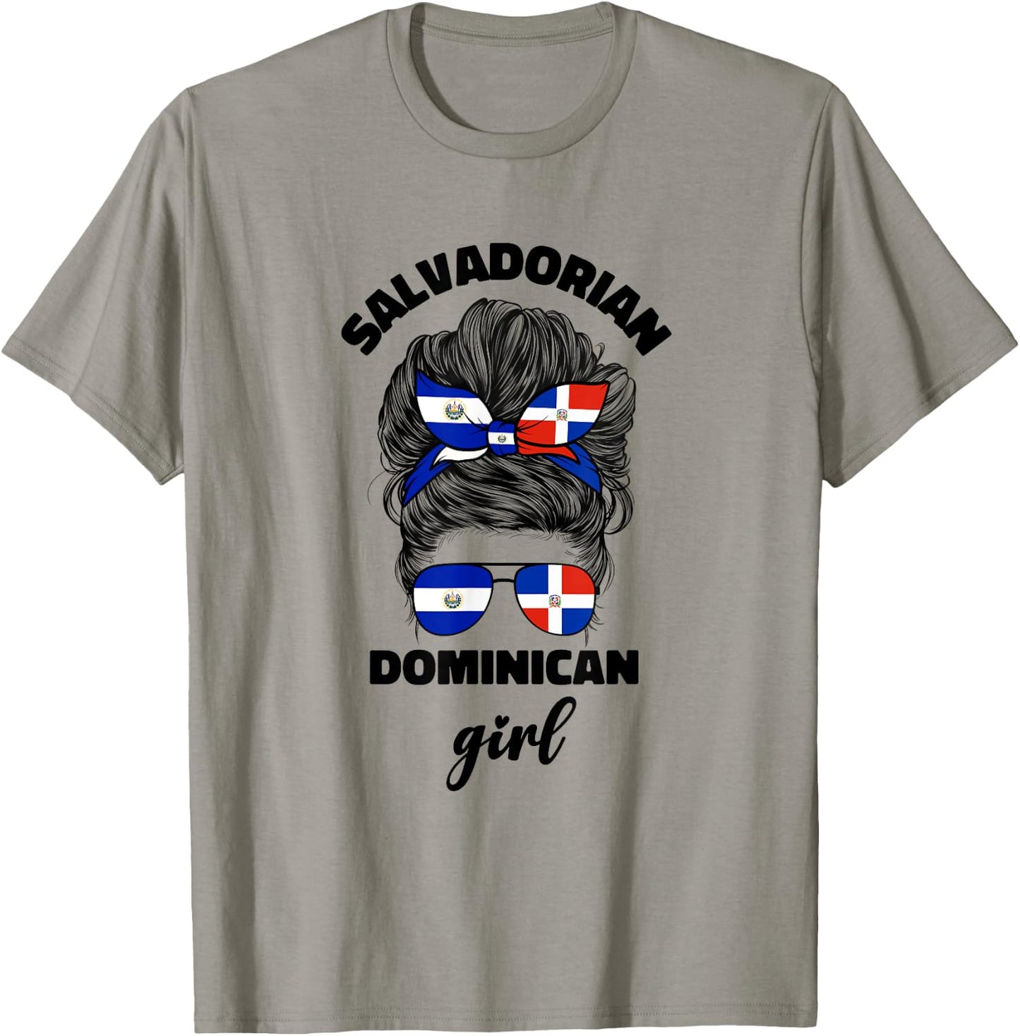Half Dominican And Salvadorian El Salvador Flag Girl Women T-Shirt - T-Shirt | Sand