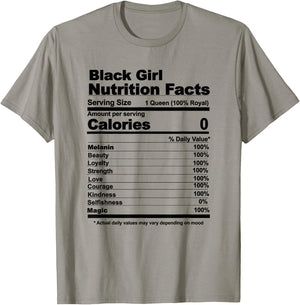 Black Girl Nutritional Facts Black Girl Nutrition Facts T-Shirt - T-Shirt | Sand